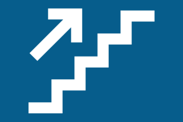 Icon of stairs and an arrow indicating going up. 